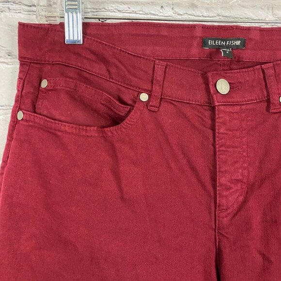 Eileen Fisher Organic Cotton Denim Straight Ankle Jeans Slim Fit Red - Picture 3 of 12
